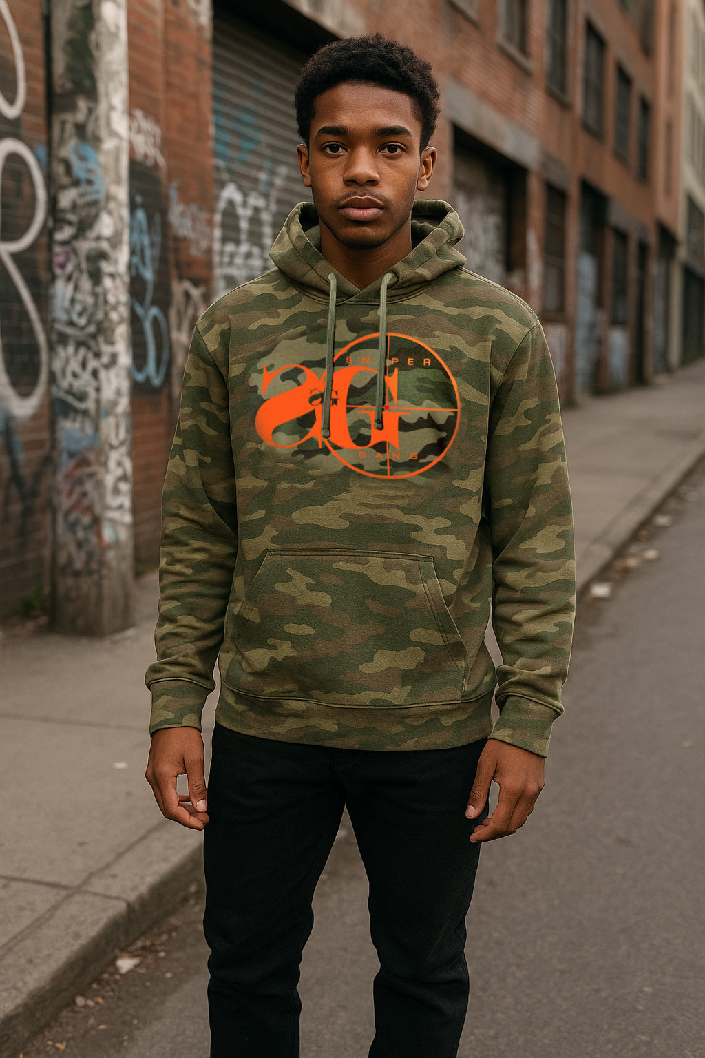 Hoodie: Sniper Gang Logo (Camo)