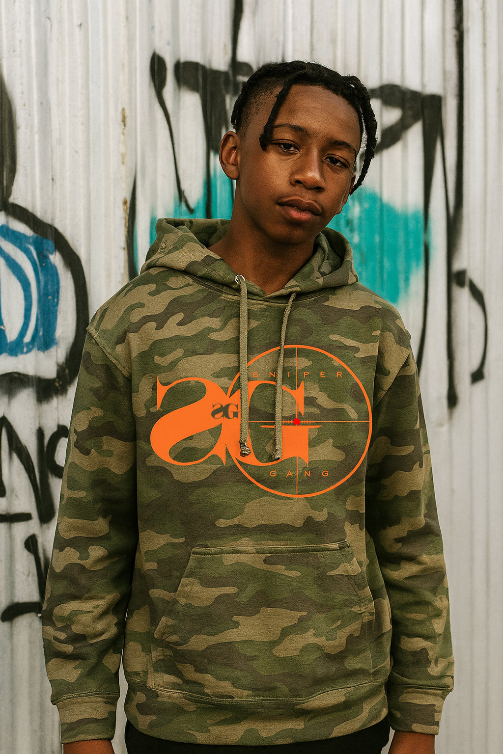 Hoodie: Sniper Gang Logo (Camo)