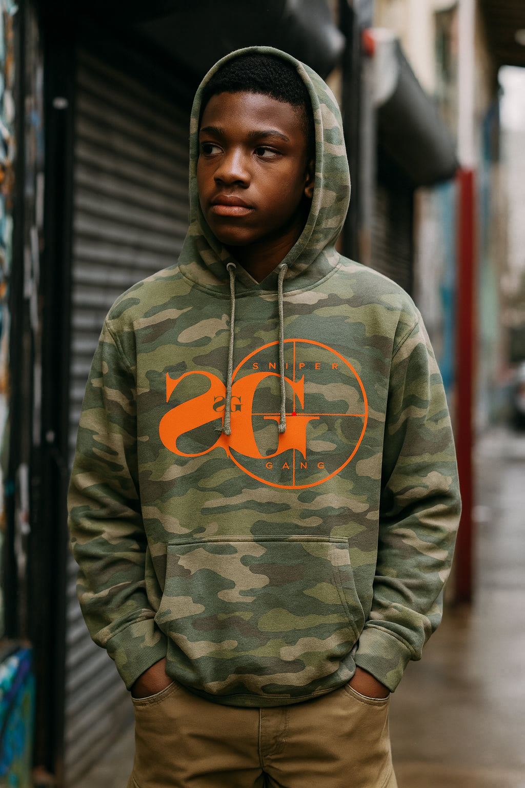 Hoodie: Sniper Gang Logo (Camo)
