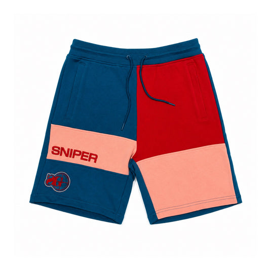 Colorblock Shorts (Blue/Red/Peach)