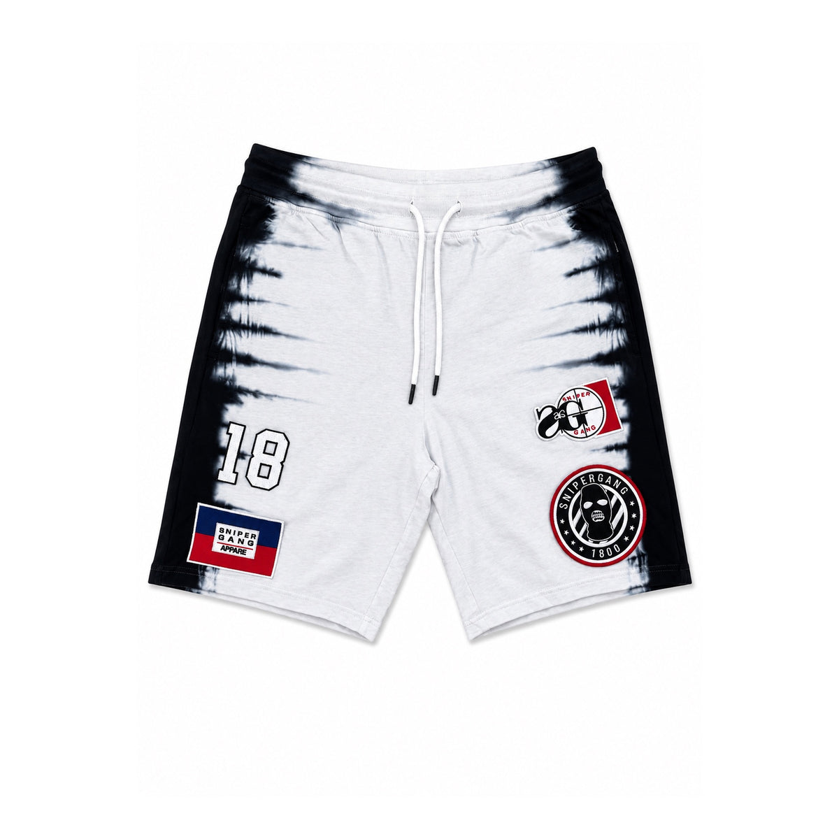 Tie-Dye Patch Shorts (White/Black)
