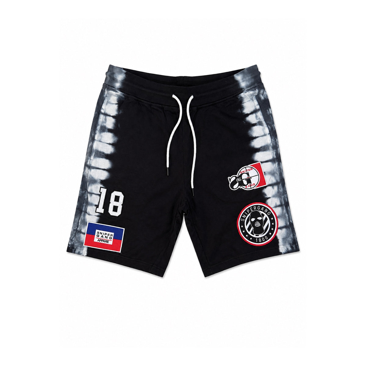 Tie-Dye Patch Shorts (Black/White)